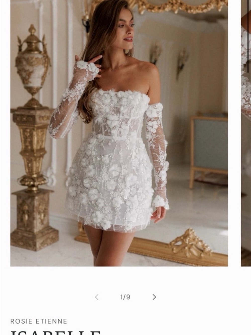 Rosie Etienne Isabelle White Strapless Floral Appliqué Mini Dress